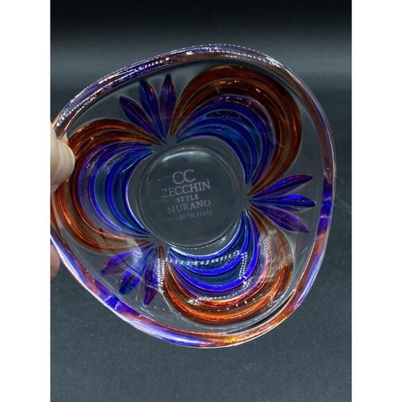 Murano Art Glass CC Zecchin Rainbow Venetian Trinket Dish 3.25” Signed - Picture 5 of 9